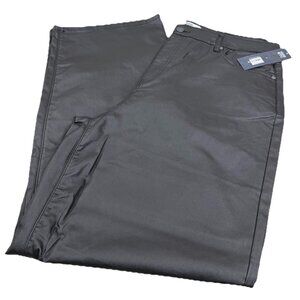 NYC Madden Sz 17 (Actual 35x30.5) Black Coated Wide Leg Pants NWT
